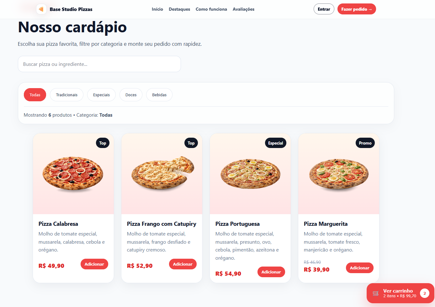 Projeto Base Studio Pizzas